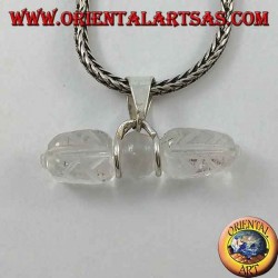 Dorje pendant in rock crystal with 2-wire silver hook (long)