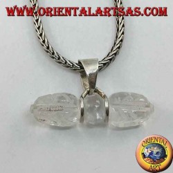 Dorje pendant in rock crystal with 2-wire silver hook (long)