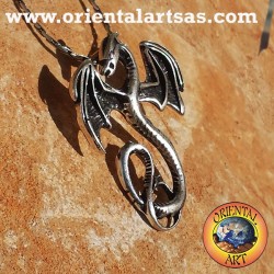 Pendentif celtique de dragon basilic argent