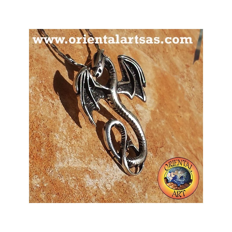 Pendentif celtique de dragon basilic argent