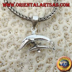 Pendentif en argent paire de dauphins sauteurs (maman et fils)