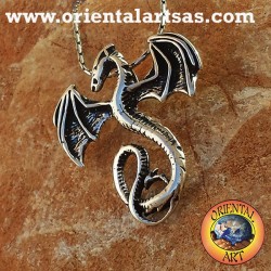 Pendentif celtique de dragon basilic argent