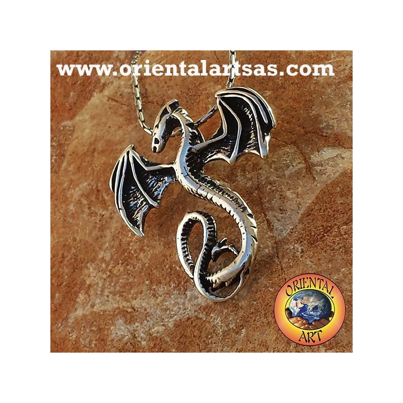 Pendentif celtique de dragon basilic argent