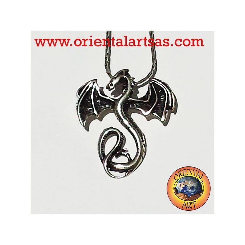 Pendentif celtique de dragon basilic argent