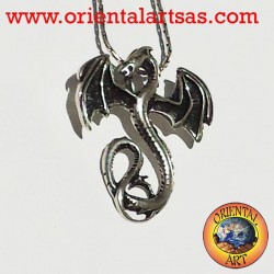 Pendentif celtique de dragon basilic argent
