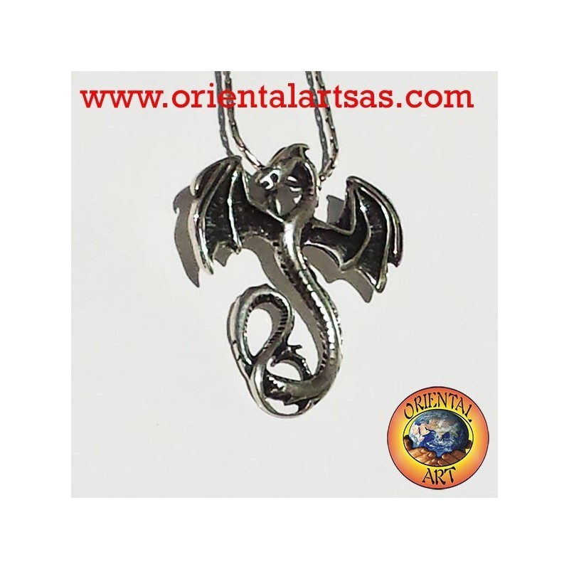 Pendentif celtique de dragon basilic argent