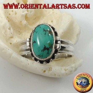 Anello in argento a scatola con turchese naturale ovale (porta veleno) (18)