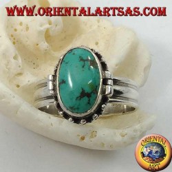 Caja de anillo de plata con turquesa oval natural (portador de veneno) (18)