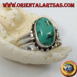 Bague en argent avec turquoise naturelle ovale (porte-poison) (18)