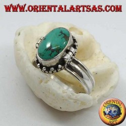 Bague en argent avec turquoise naturelle ovale (porte-poison) (18)