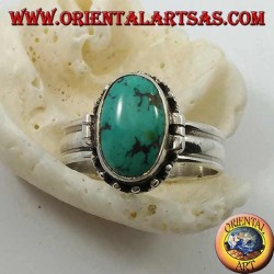 Bague en argent avec turquoise naturelle ovale (porte-poison) (18)