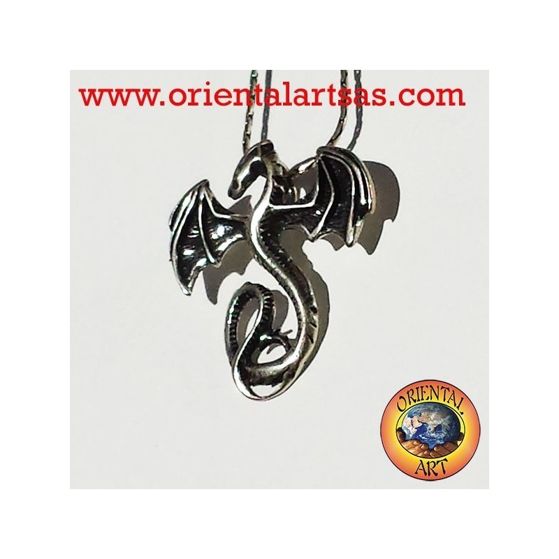 Ciondolo drago celtico basilisco in argento