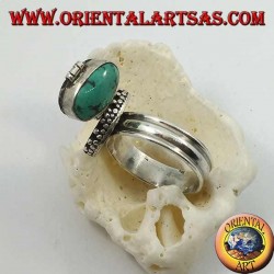 Box silver ring with natural oval turquoise (poison holder) (18)