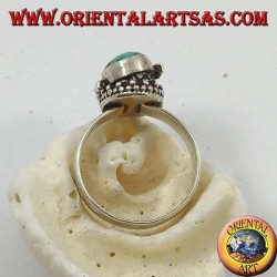 Caja de anillo de plata con turquesa oval natural (portador de veneno) (18)