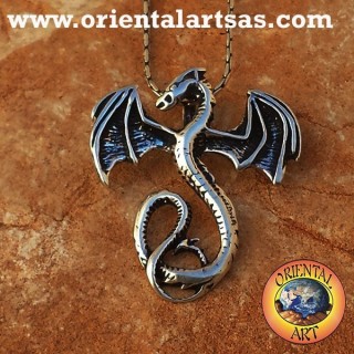 Pendentif celtique de dragon basilic argent