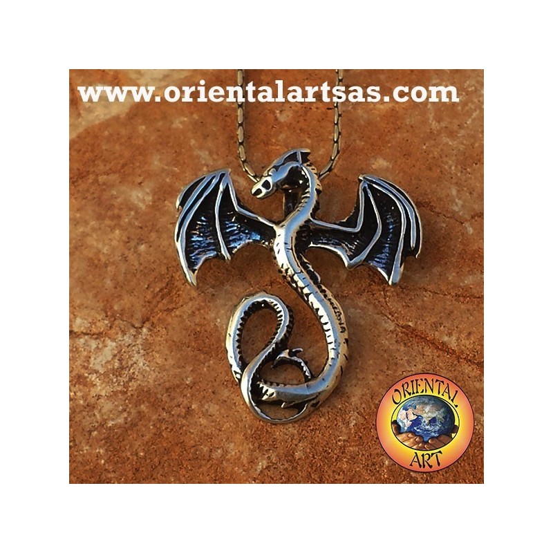 Pendentif celtique de dragon basilic argent
