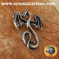Pendentif celtique de dragon basilic argent
