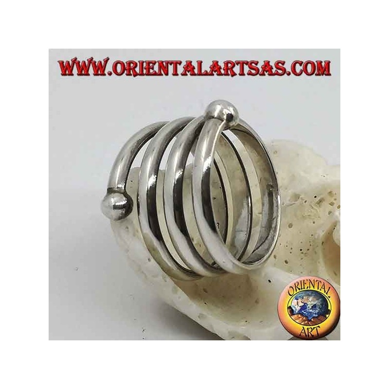 Silberbandring, Dreifachfeder mit abschließender Kugel