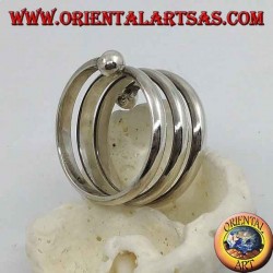 Anillo de plata, resorte de tres vueltas con bola final