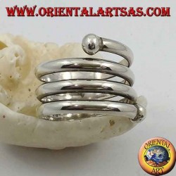 Anillo de plata, resorte de tres vueltas con bola final