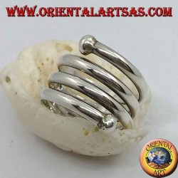 Silver band ring, three-turn spring with final ball