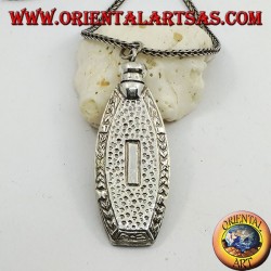 Pendentif en argent, flacon de parfum fait main avec des décorations sculptées