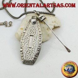 Pendentif en argent, flacon de parfum fait main avec des décorations sculptées