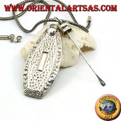 Silver pendant, handmade perfume bottle with carved decorations