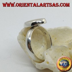 Silver ring with large oval mother-of-pearl set flush with the edge