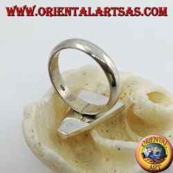 Silver ring with isosceles triangle mother-of-pearl set flush with the edge