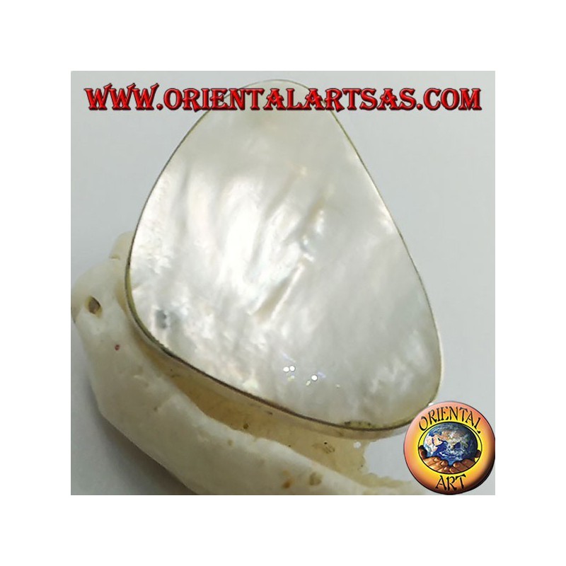 Silberring mit verstellbarem dreieckigem Perlmutt-Set (freie Größe)