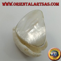 Silberring mit verstellbarem dreieckigem Perlmutt-Set (freie Größe)