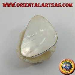 Anillo de plata con juego de nácar triangular ajustable (tamaño libre)