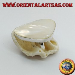 Anillo de plata con juego de nácar triangular ajustable (tamaño libre)