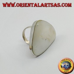 Anillo de plata con juego de nácar triangular ajustable (tamaño libre)