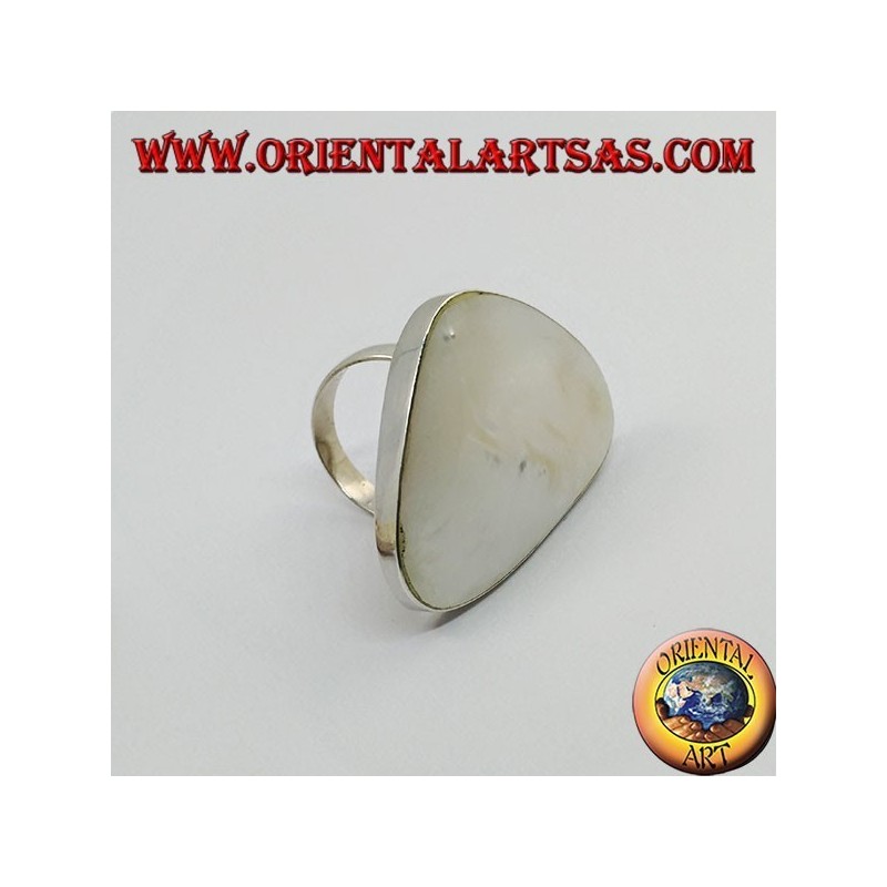 Bague en argent avec ensemble de nacre triangulaire réglable (taille libre)
