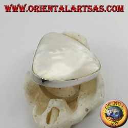 Anillo de plata con juego de nácar triangular ajustable (tamaño libre)