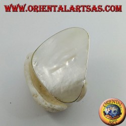 Bague en argent avec ensemble de nacre triangulaire réglable (taille libre)