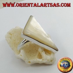 Silver ring with scalene triangle mother-of-pearl set on a smooth frame