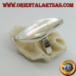 Silberring mit gewundenem oval verstellbarem Perlmutt (freie Größe)