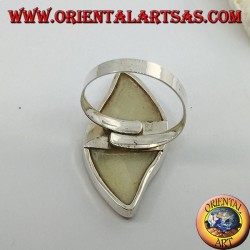 Anillo de plata con nácar sinuoso ajustable ovalado (tamaño libre)
