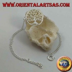 Bracelet chaîne en argent doux avec arbre de vie Klimt dans le cercle au centre