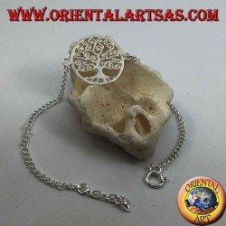 Pulsera de cadena de plata suave con el árbol de la vida Klimt en el círculo en el centro