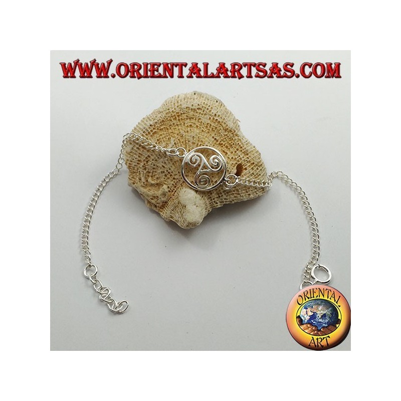 Pulsera de plata suave con cadena con triskell en el círculo en el centro