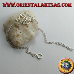 Pulsera de plata suave con cadena con triskell en el círculo en el centro