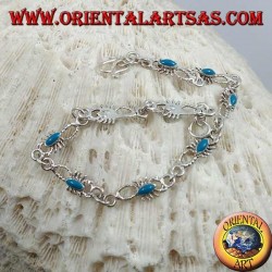 Pulsera de plata suave con 9 escorpiones con turquesa.