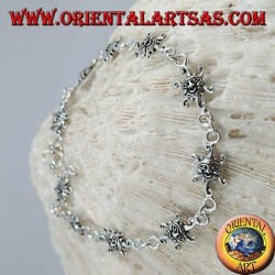 Weiches Silberarmband mit Sonne mit graviertem Gesicht