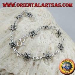 Pulsera de plata suave con sol con cara grabada