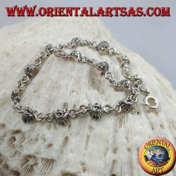 Bracelet en argent doux avec des visages d'un Indien amérindien