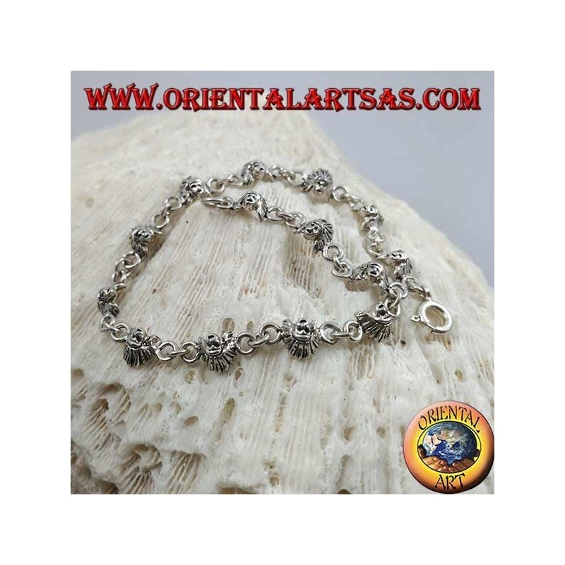 Pulsera de plata suave con caras de un indio nativo americano